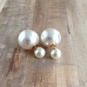 Double Stud / Ear Jacket Pearl Earrings